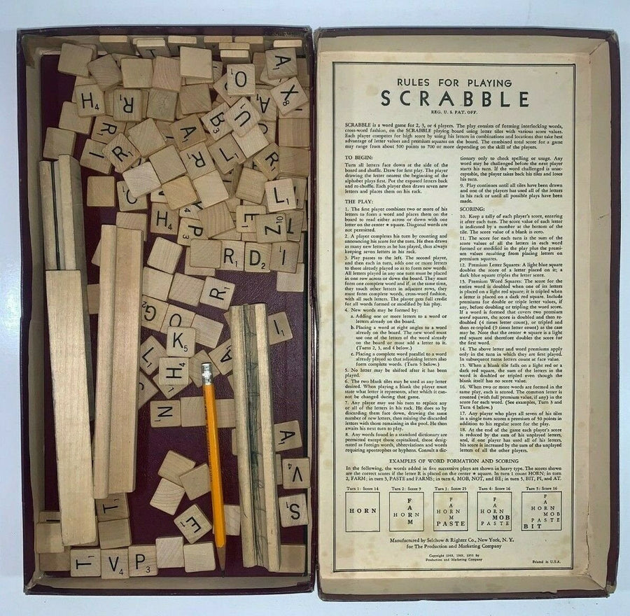 Vintage 1953 Selchow and Righter Scrabble Board Game