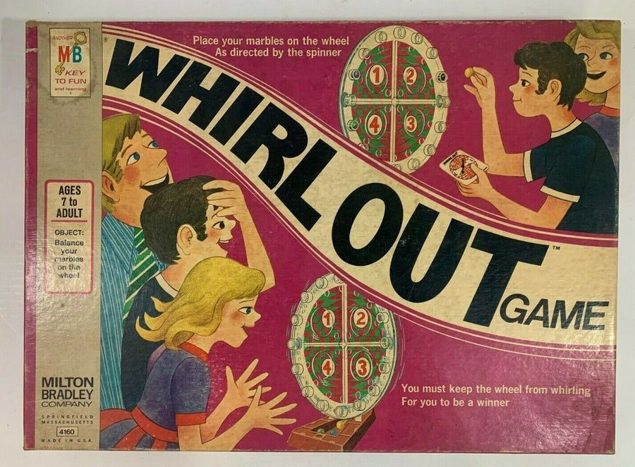 Vintage 1971 Milton Bradley Company Whirl Out Marble Board Game