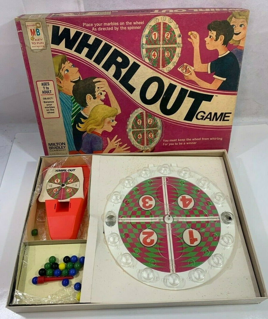 Vintage 1971 Milton Bradley Company Whirl Out Marble Board Game