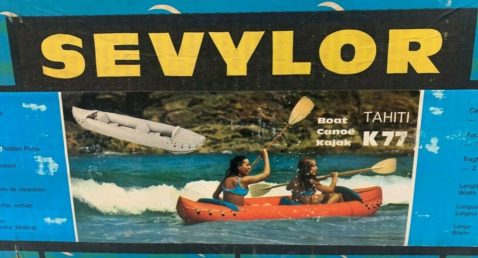 Sevylor Tahiti K77 Inflatable Boat Canoe Kayak Two-Person New in Box