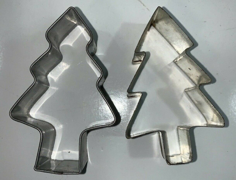 Set of 5 Vintage Metal Christmas Cookie Cutters Santa Tree Star Sleigh