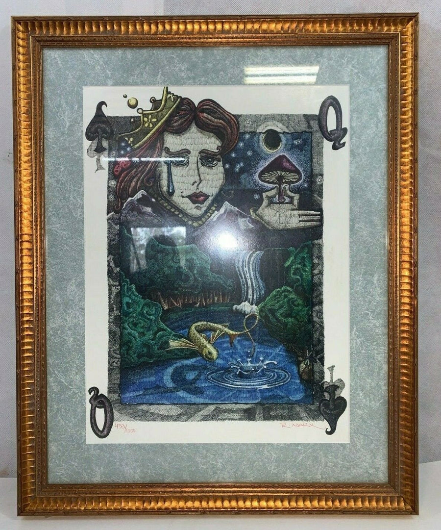 Robert Marx 433/1000 Vintage Queen of Spades Abstract Contemporary Art w/ Frame