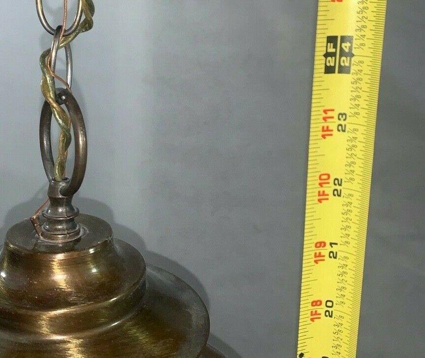 Vintage Mid Century MCM Glass and Brass Chandelier Light Lamp Fixture