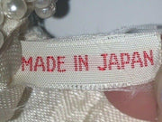 Vintage Made in Japan Pearl Beaded White Silver Flowered Purse Clutch