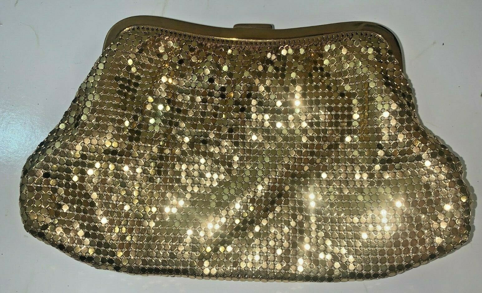 Vintage Whiting and Davis Co Gold Mesh Hand Bag Clutch Purse