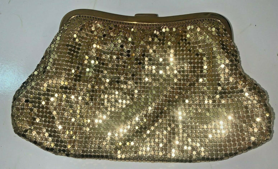 Vintage Whiting and Davis Co Gold Mesh Hand Bag Clutch Purse