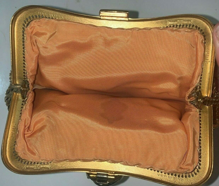Vintage Whiting and Davis Co Gold Mesh Hand Bag Clutch Purse