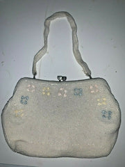 Vintage Bags by Debbie White Pearl Beaded Multicolor Floral Purse Hand Bag