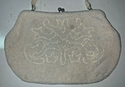 Vintage Handmade in Japan White Beaded Hand Bag Purse