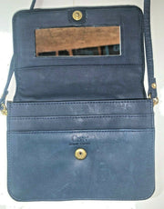 Vintage Blue Genuine Leather Orvis Over the Shoulder Purse Hand Bag