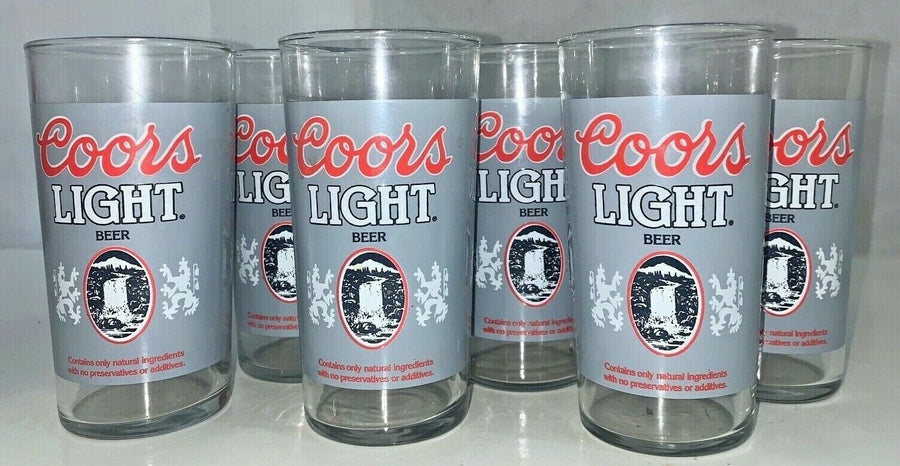 Coors Light Beer Set of 7 Drinking Glasses Vintage Breweriana