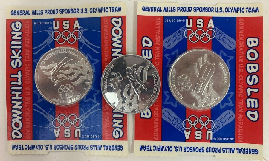 Vintage General Mills Olympic Team Set of Three Medals Coins