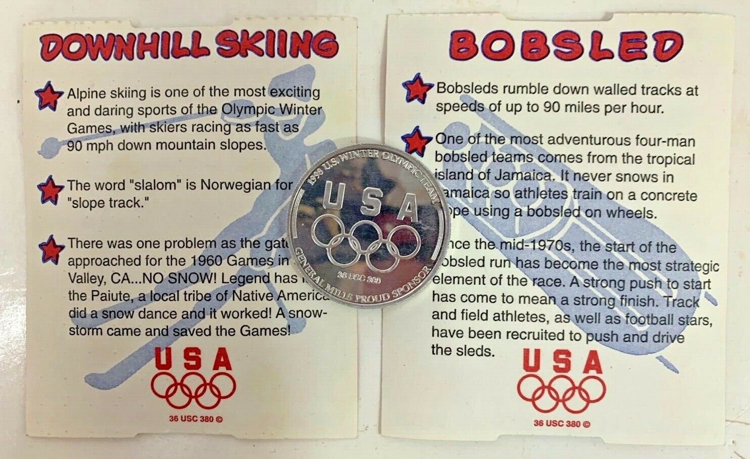 Vintage General Mills Olympic Team Set of Three Medals Coins