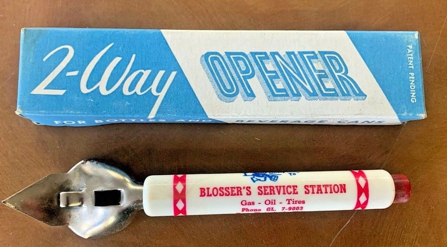 Vintage Blosser's Service Station Two Way Can Bottle Opener New Waterford Ohio