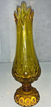 Vintage Yellow Kanawha Glass Moon and Stars Art Glass Vase 12.5 Inch