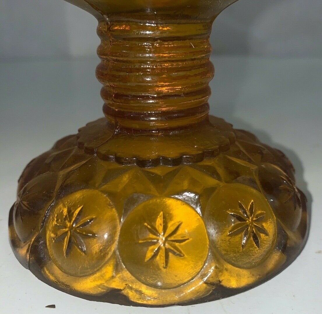 Vintage Yellow Kanawha Glass Moon and Stars Art Glass Vase 12.5 Inch