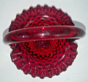 Vintage Fenton Cranberry Ruby Red Hobnail Handled Basket