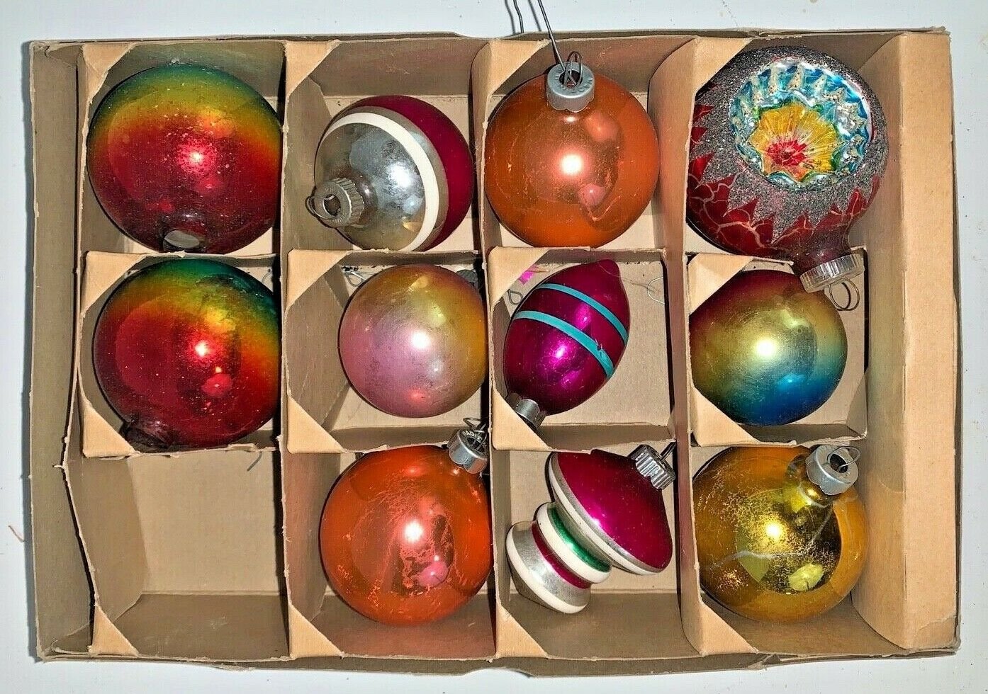 Vintage Paragon Mercury Glass Christmas Tree Ornaments Pack of 11