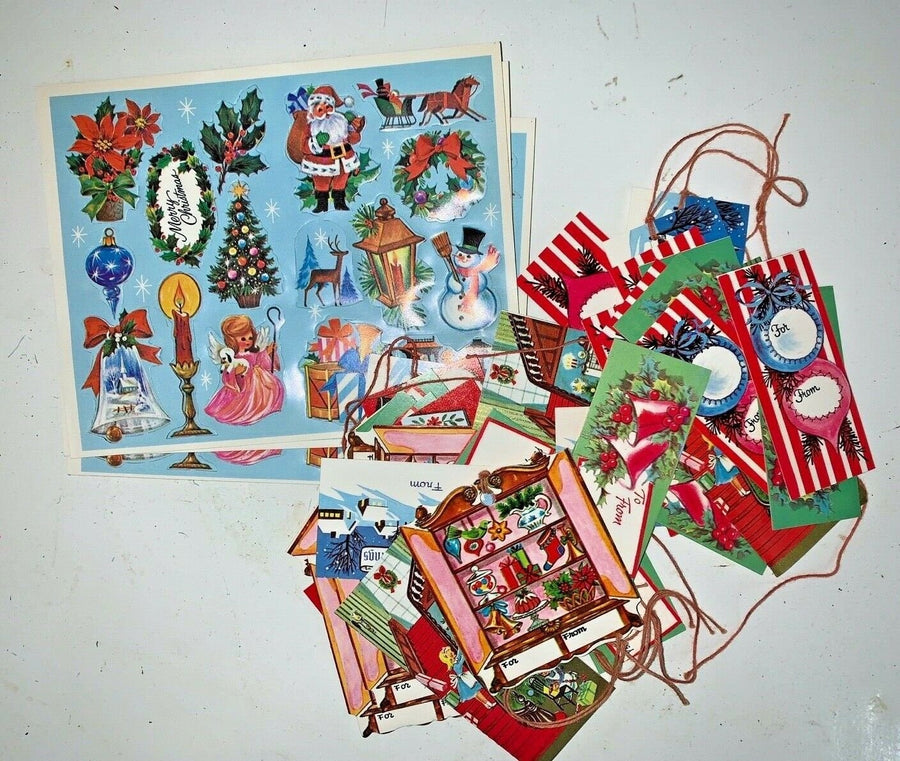 Vintage Christmas Giftrims by Kaycrest Strung Tags Seals