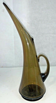 Vintage 1960's Kanawha Handblown Smoke Art Glass Pitcher Ewer Vase