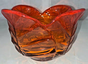 Vintage Orange Persimmon Cabbage Leaf Glass Bowl Dish