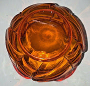 Vintage Orange Persimmon Cabbage Leaf Glass Bowl Dish