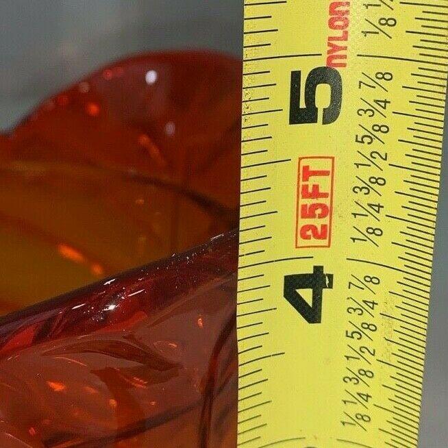 Vintage Orange Persimmon Cabbage Leaf Glass Bowl Dish