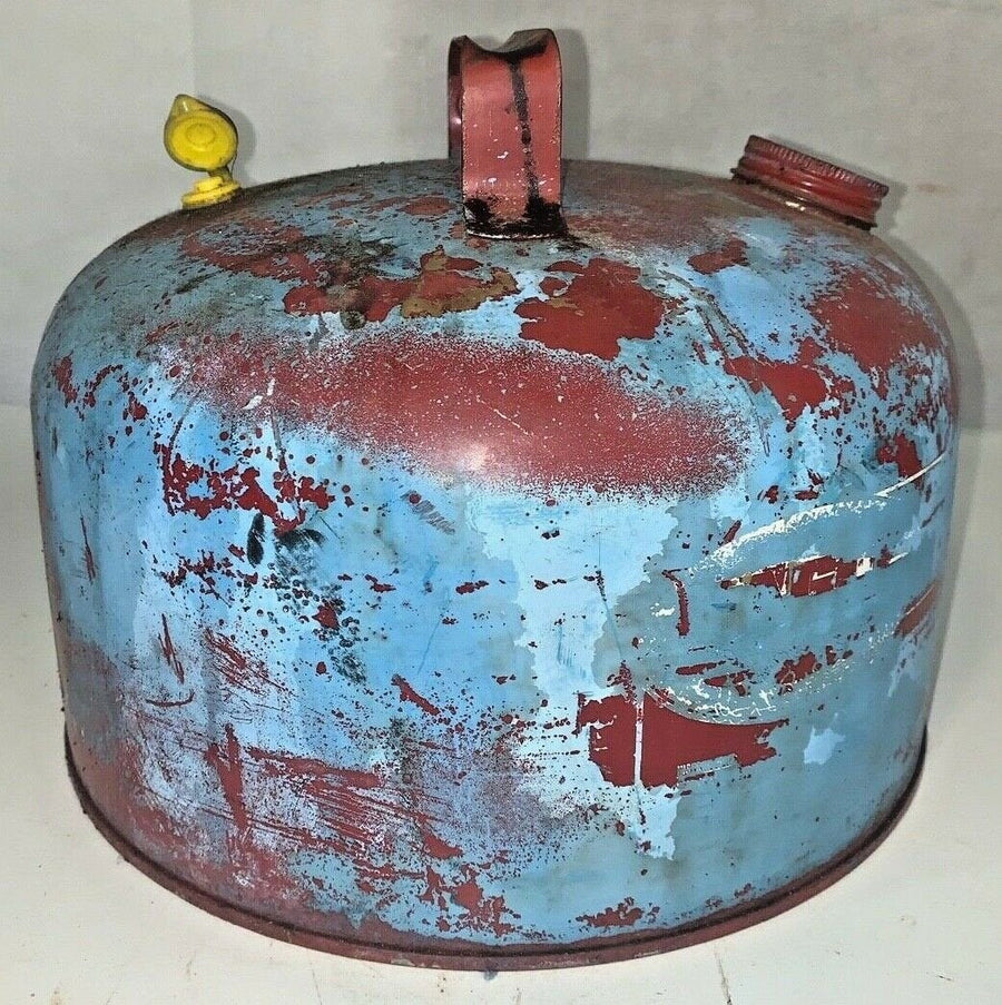 Vintage Galvanized Red Diesel Fuel Oil 9 Inch Metal Can