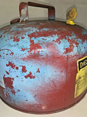 Vintage Galvanized Red Diesel Fuel Oil 9 Inch Metal Can