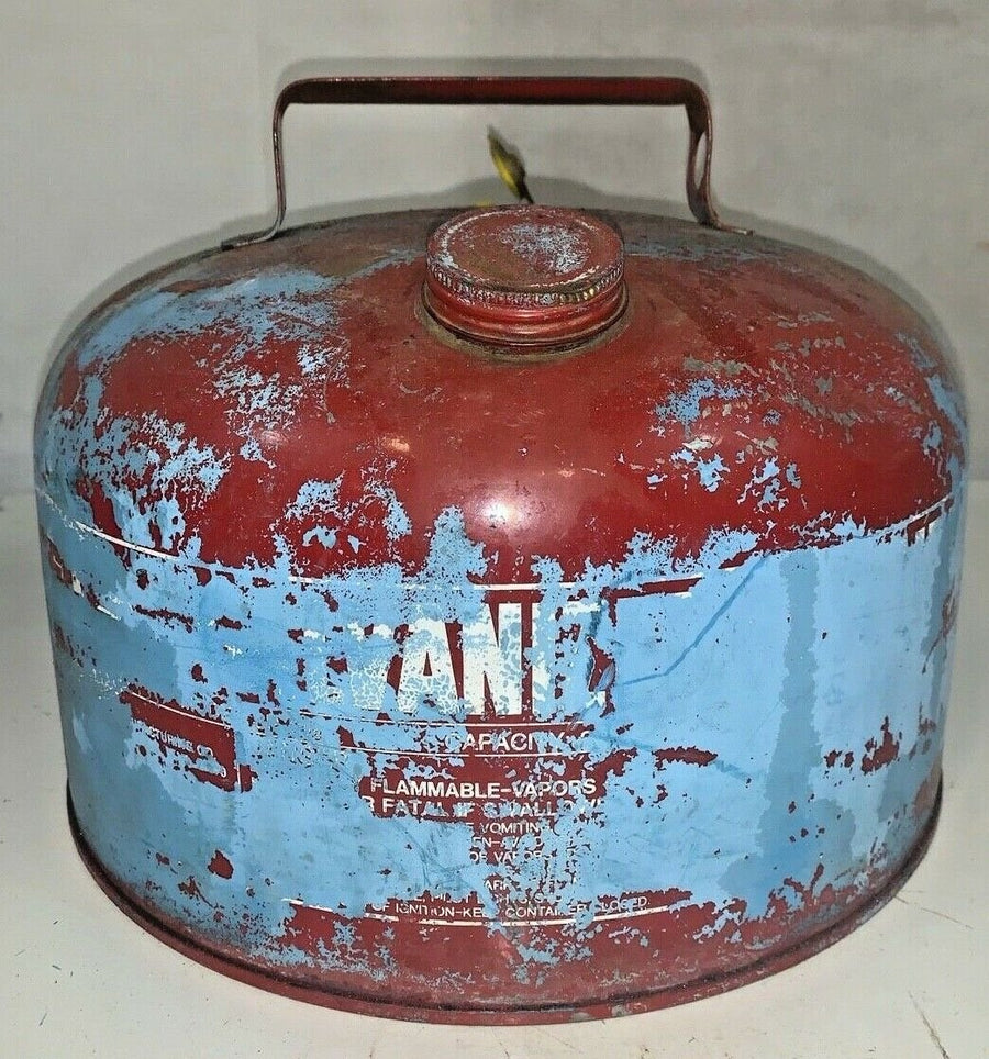 Vintage Galvanized Red Diesel Fuel Oil 9 Inch Metal Can