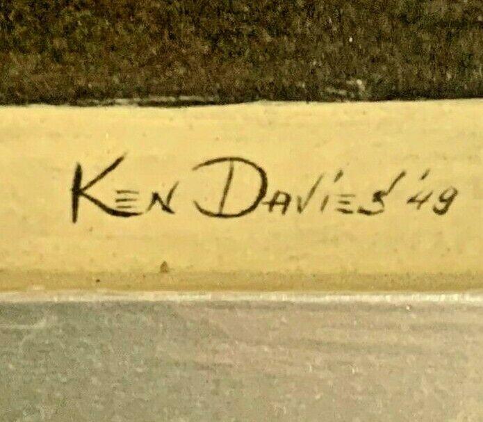 Vintage 1949 Ken Davies Red Barn Mill Picture Print Framed