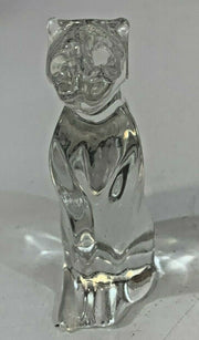 Vintage 1988 Franklin Mint Clear Glass Cat 3 1/4 Inch Tall
