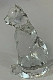 Vintage 1988 Franklin Mint Clear Glass Cat 3 1/4 Inch Tall