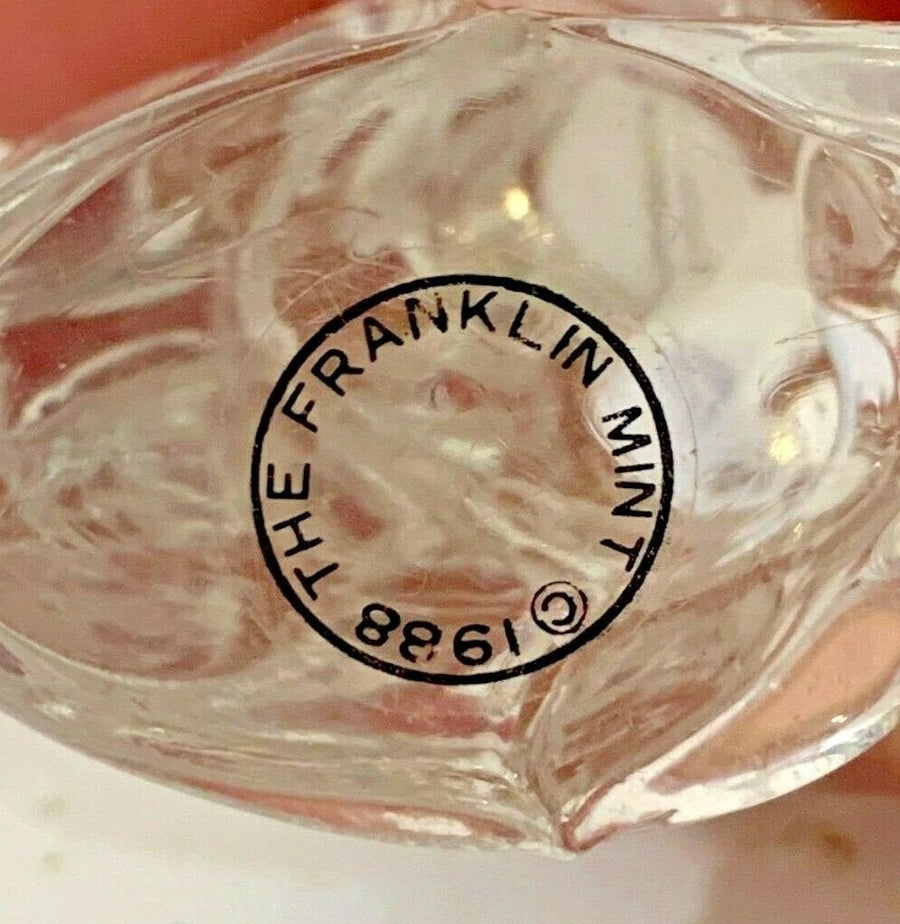 Vintage 1988 Franklin Mint Clear Glass Cat 3 1/4 Inch Tall