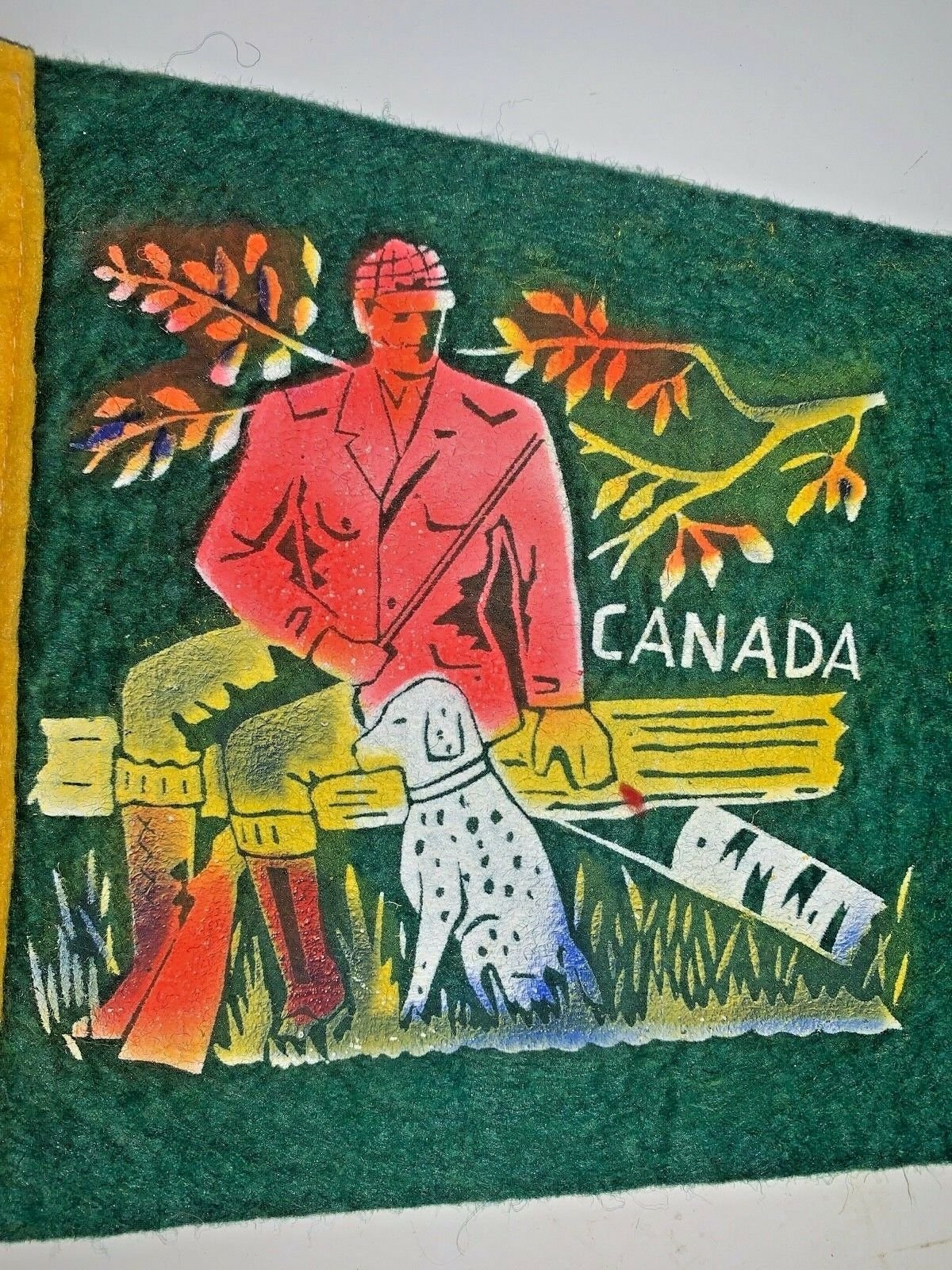 Vintage Louvicourt Hotel Que Quebec Canada Green Felt Pennant