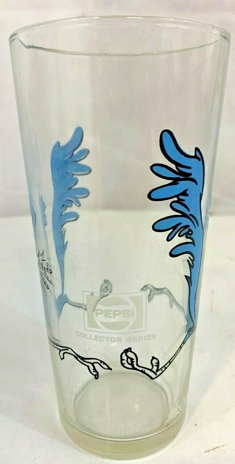 Vintage Warner Bros 1973 Pepsi Collectors Series Road Runner Looney Tunes Glass