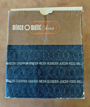 1965 POPEIL MINCE-O-MATIC SEVEN APPLIANCES IN ONE WITH ORIGINAL BOX