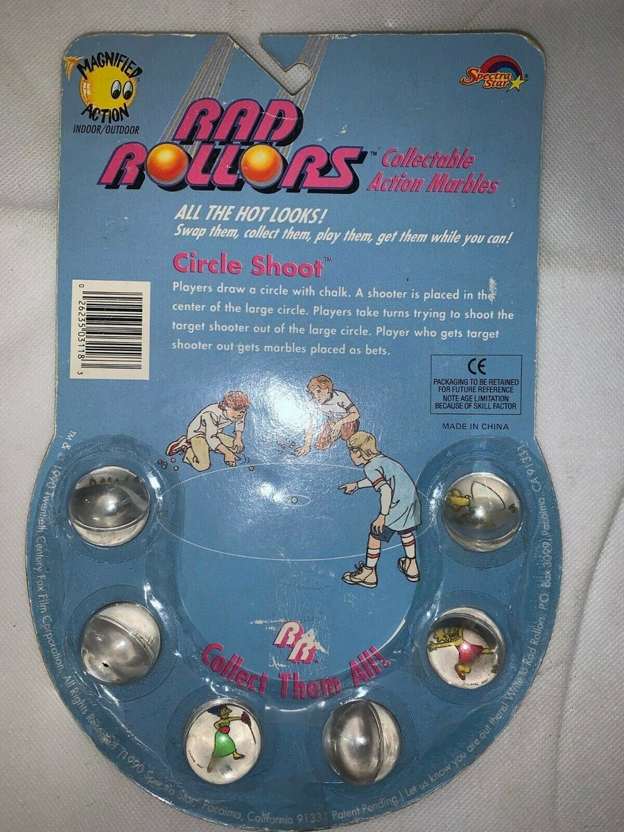 Vintage 1990 The Simpsons Rad Rollers Collectable Action Marbles Pack of 6 New