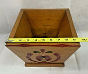 Vintage Hand carved MCM mid century modern wooden planter w/ Red and Green paint