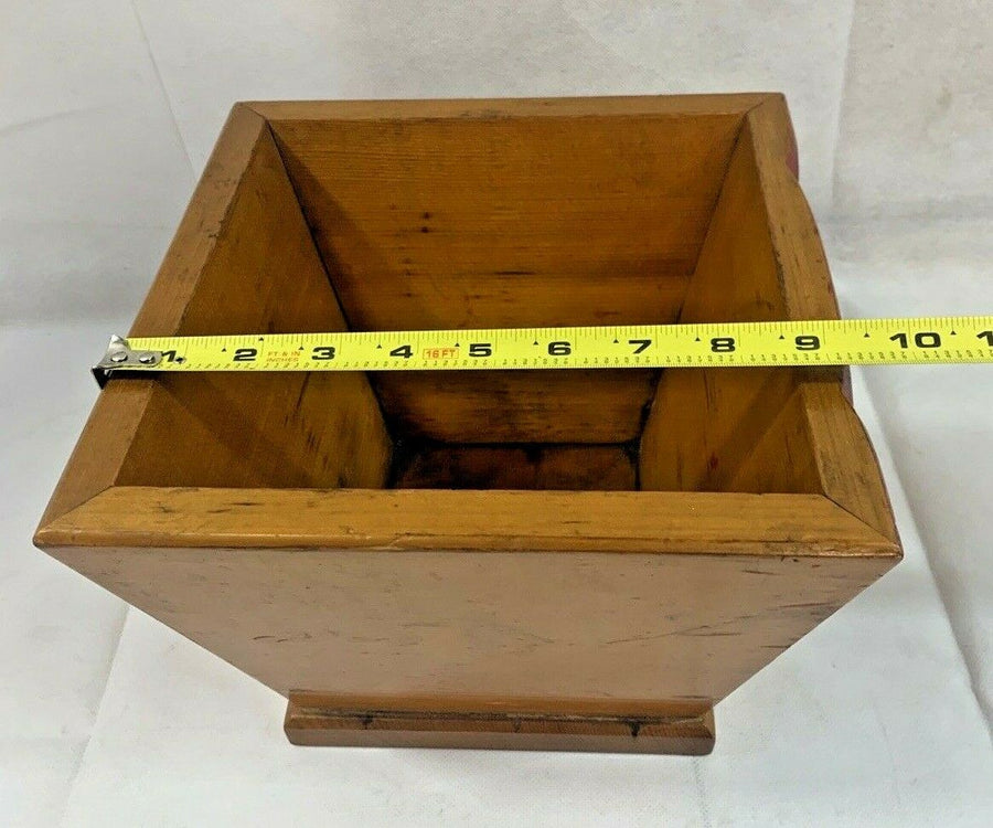 Vintage Hand carved MCM mid century modern wooden planter w/ Red and Green paint