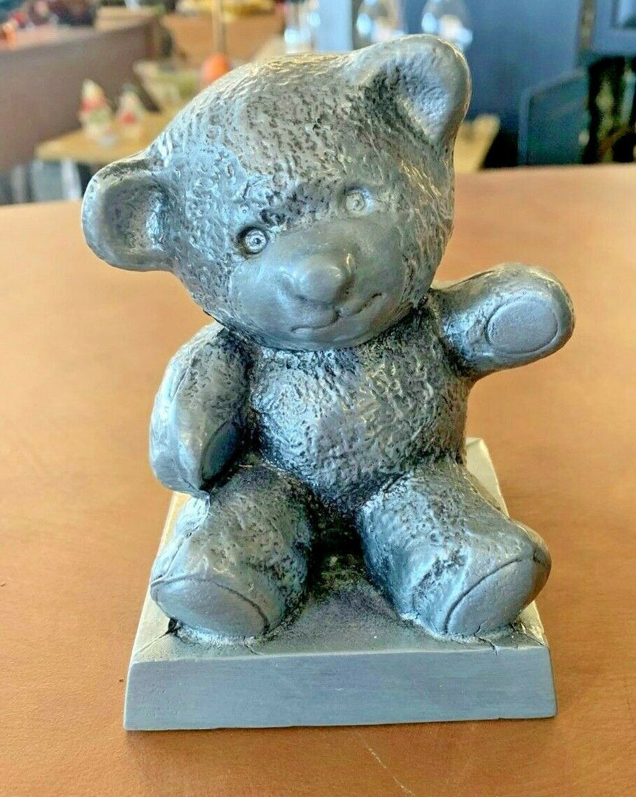 Vintage 1974 Banthrico Waving Bear Cast Pewter Coin Bank