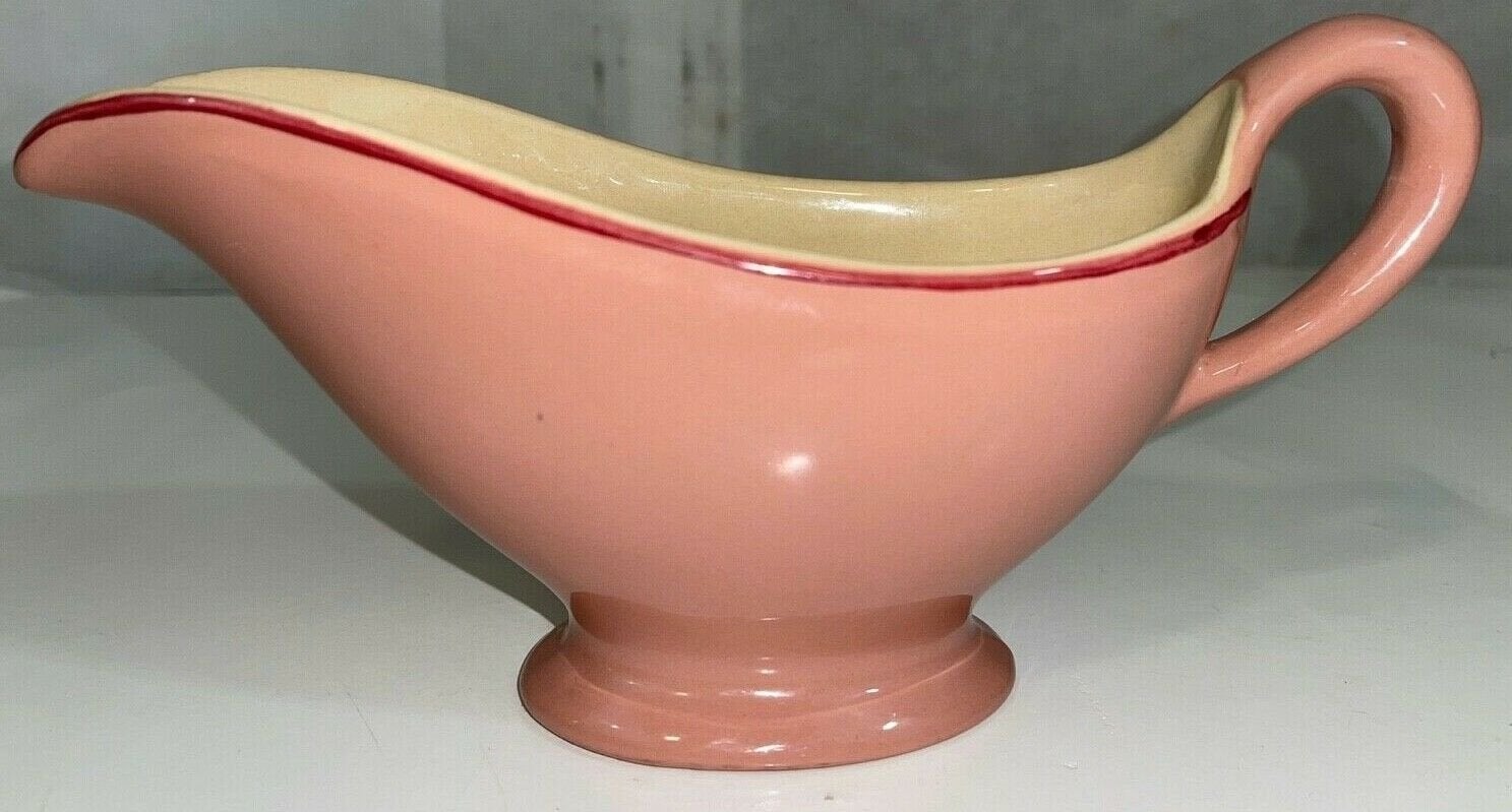 Vintage Sterling China Co E Liverpool Ohio Pink 9 inch Gravy Boat