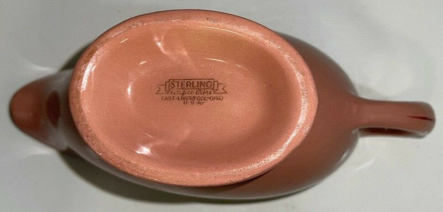Vintage Sterling China Co E Liverpool Ohio Pink 9 inch Gravy Boat