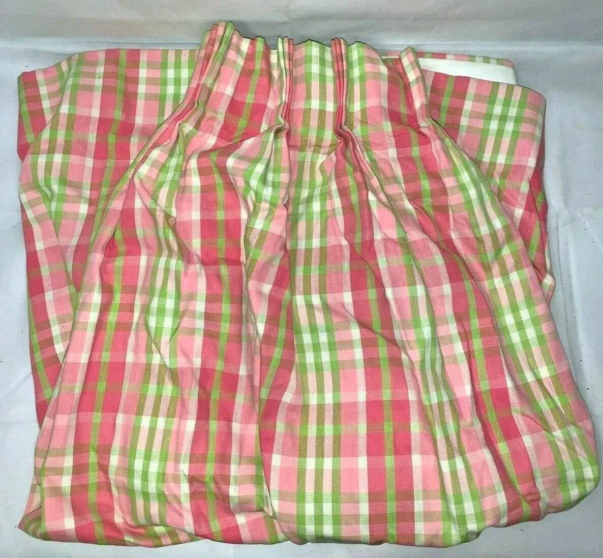 Vintage Mid Century Modern MCM Pink Green White Set of 3 Curtains