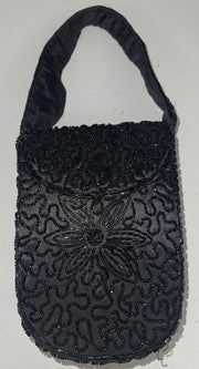 Vintage Black Beaded Box Style Purse Handbag