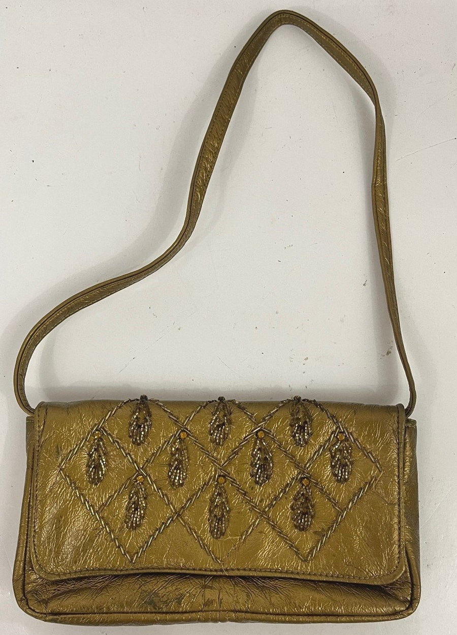 Vintage Walborg Hong Kong Brass Faux Leather Purse Handbag