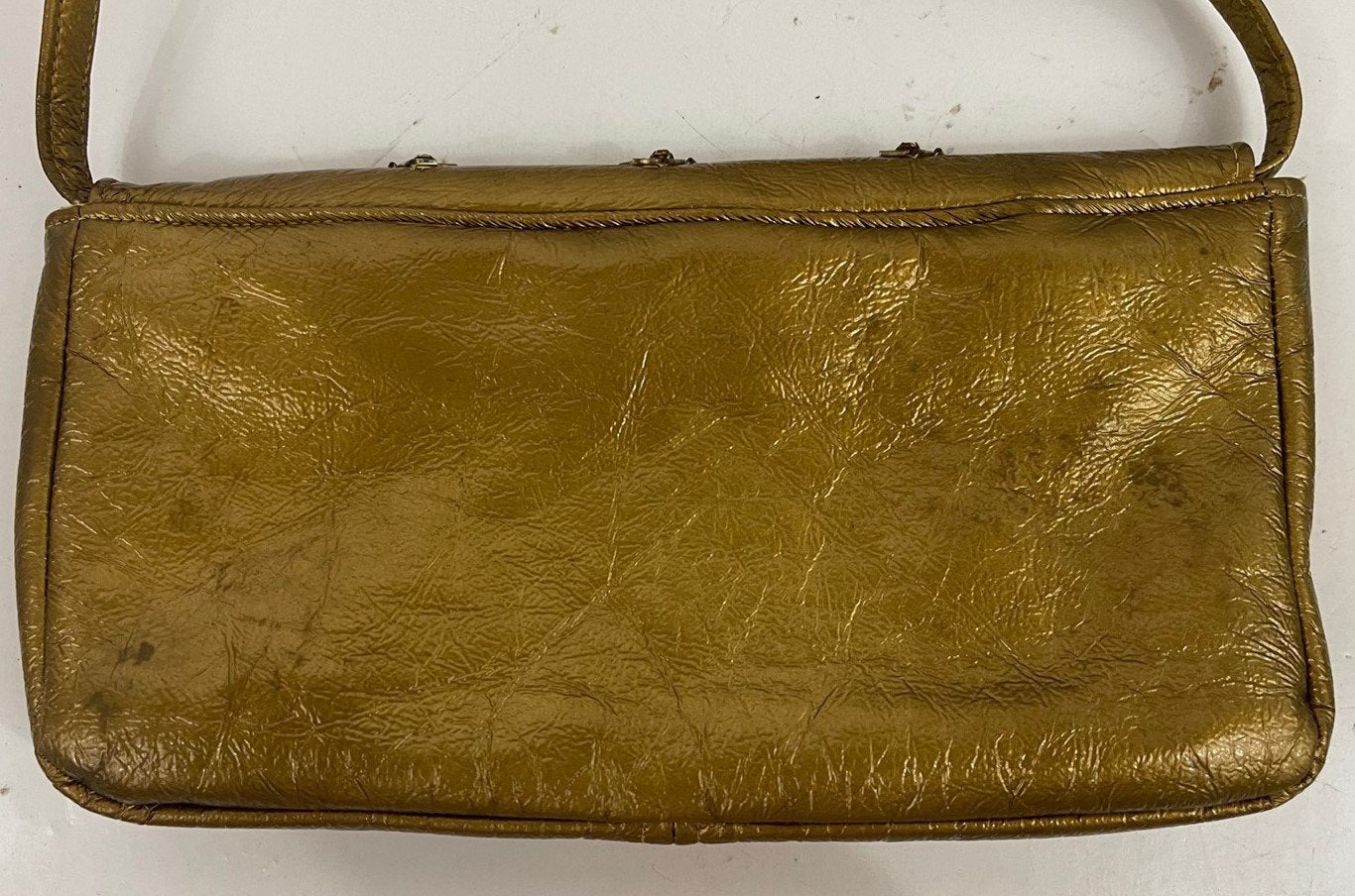 Vintage Walborg Hong Kong Brass Faux Leather Purse Handbag