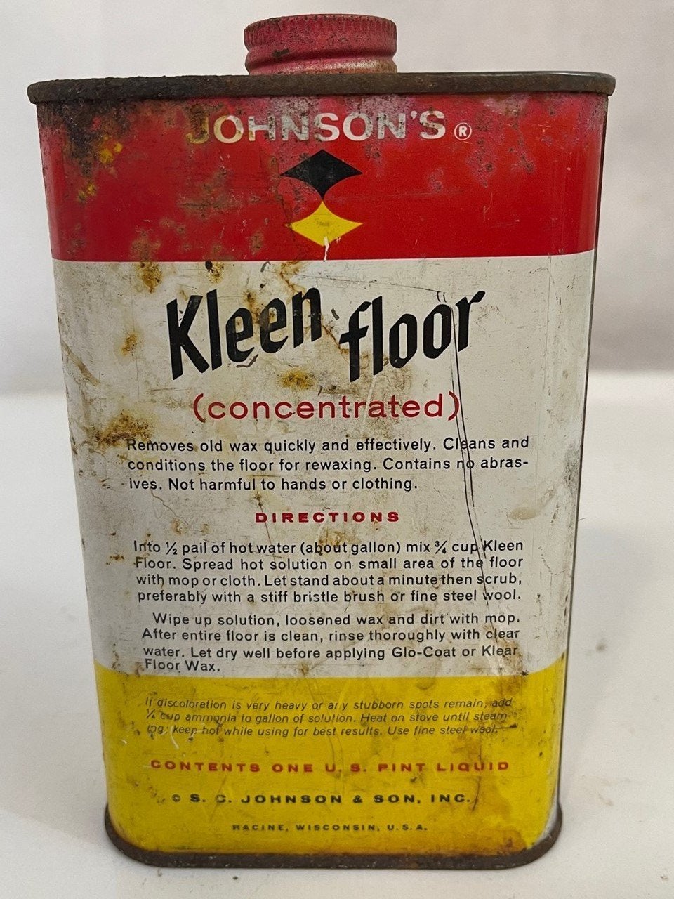 Vintage Johnson's Kleen Floor Wax Remover and Cleanser Can