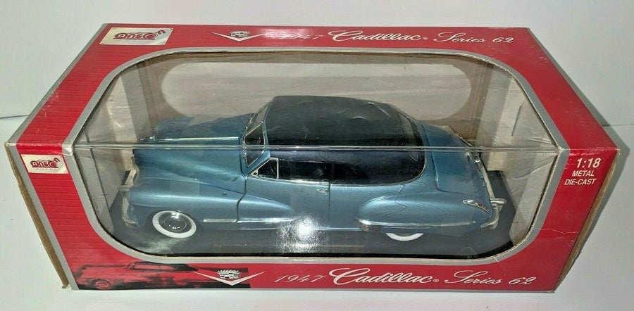 Vintage Anson 1947 Blue Cadillac Series 62 Diecast Metal 1/18 Scale