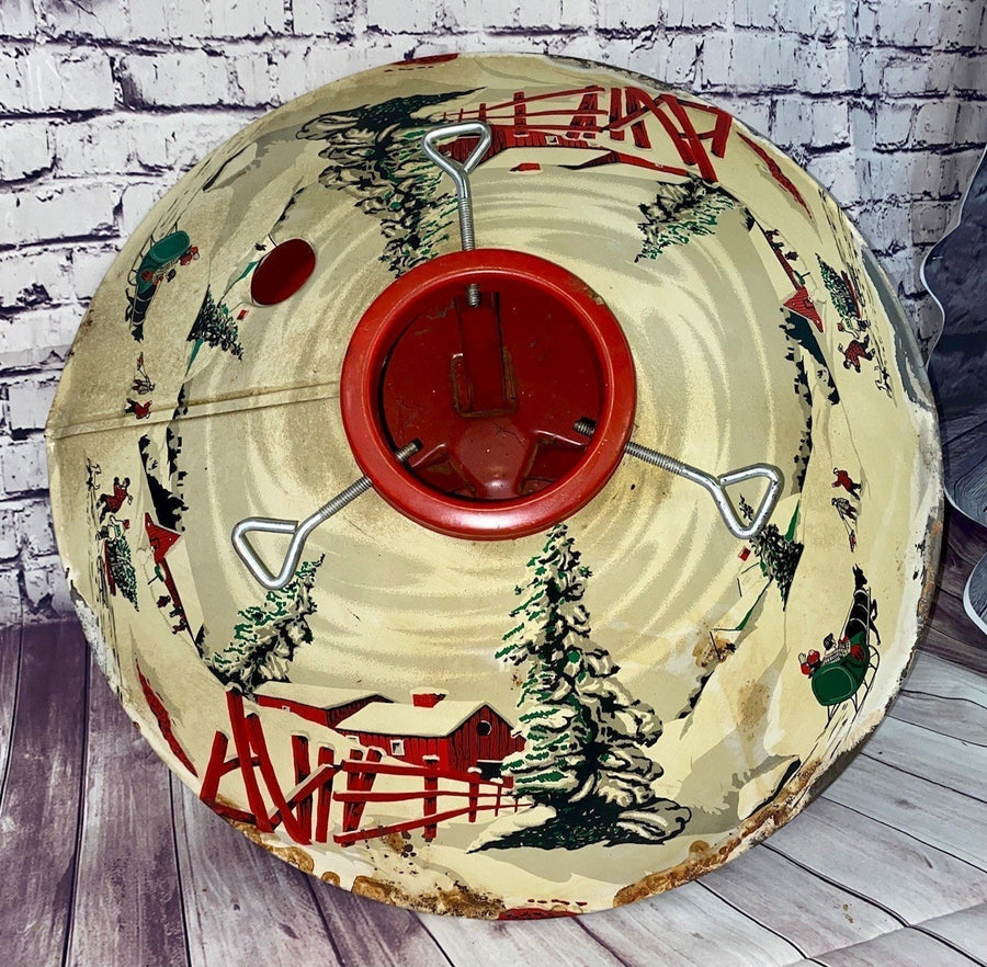 Retro Mid Century Christmas Tree Stand Hand Painted